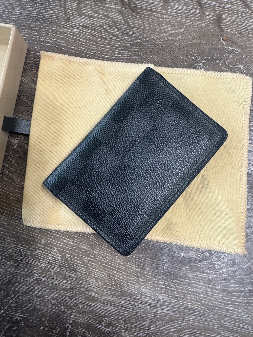 Louis Vuitton credit card wallet  Beige Canvas Pouch with Brown Branded Box